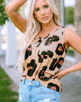 Carly Leopard Button Tank Top
