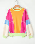 Orchid Petal Colorblock Patchwork Drop Shoulder Top