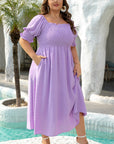 Marley Plus Size Swiss Dot Smocked Dress