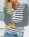 Annie Stripe Button Henley Top