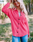 June Waffle Knit Button Up Casual Shirt
