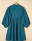 Solid Corduroy 3/4 Sleeve Snap Button Dress