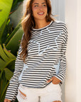 Morgan Stripe Starry Patch Casual Knit Top