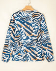 Zebra Tied Front Puff Sleeve Top