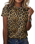 Baha Ranch Retro Pop Western Leopard Print Cotton T Shirt