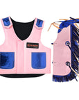 Hilason Junior Youth Bull Riding Pro Rodeo Leather Protective Vest Chaps