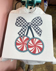 Candy Cane Bow TEE or CREWNECK