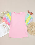 Colette Sequin Striped Puff Sleeve Top
