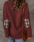 Zara Texture Plaid Trim Sweatshirt