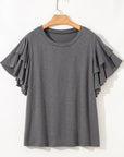 Plus Size Double Ruffle Short Sleeve Top
