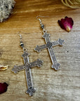 Cross earrings with 6 mm sterling silvers pearls