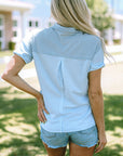 Jamie Waffle Knit Short Sleeve Buttoned Shirt