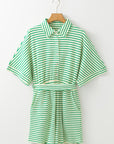 Annabelle Stripe Buttoned & Tie Romper