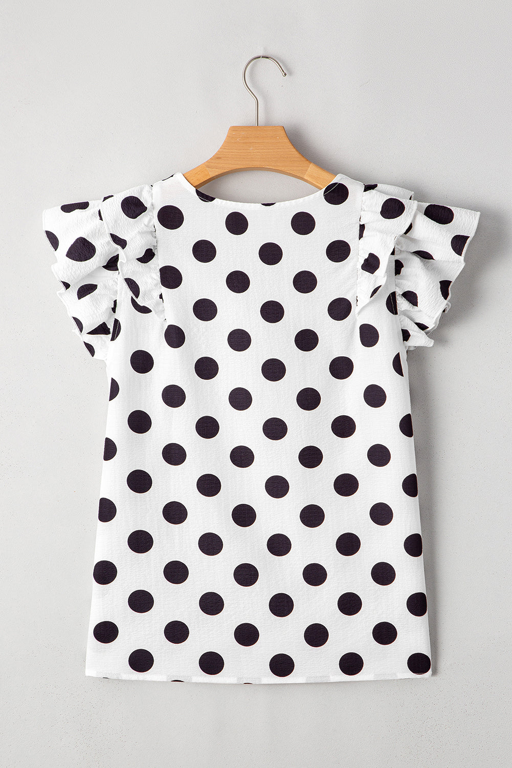 Halo Polka Dot Ruffled Sleeve V Neck Blouse