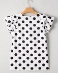 Halo Polka Dot Ruffled Sleeve V Neck Blouse