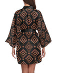 Brown Black Aztec Women's Lounge Kimono Robe