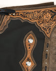 Hilason Western Bull Riding Chinks Chaps Adult Pro Rodeo Bronc Genuine Leather