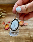 Oval ring - Adjustable- White Buffalo Ring & sterling silver