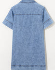 Denim Collared V-Neck Pocketed Dress