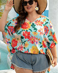 Jane Plus Size Floral V Neck Batwing Blouse