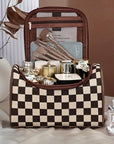 Black Checkered Zipper Makeup Bag