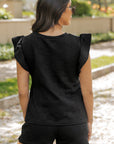 Pearl Textured Ruffled Sleeve Tee and Shorts Set