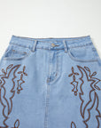 Western Embroidered Denim Mini Skirt