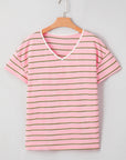 Stripe V-Neck Short Sleeve T-Shirt