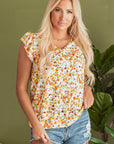 Mikayla Floral Ruffled Sleeveless Tank Top