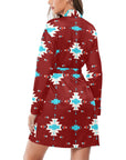 Burgandy Aztec Women's Belted Satin Feel Dressing Lounge Robe