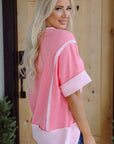 Katie Raw Seam High Low Side Split Top