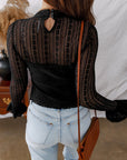 Lace Patchwork Flounce Sleeve Top