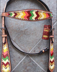 HILASON Western Horse Headstall Breast Collar Set Tack American Leather| Headstall Bridle for Horses Western | Horse Headstall Bridle | Western Headstalls Bridle for Horses