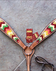 Hilason Western Horse Breast Collar American Leather Aztec Hand Paint