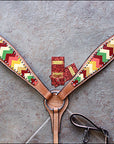 Hilason Western Horse Breast Collar American Leather Aztec Hand Paint