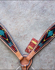 HILASON Western Horse Genuine Leather Headstall & Breast Collar Set Tan