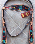 HILASON Western Horse Genuine Leather Headstall & Breast Collar Set Tan