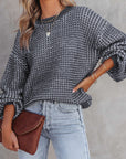 Marley Heathered Knit Drop Shoulder Puff Sleeve Sweater