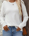 Jane Round Neck Drop Shoulder Textured Knit Top