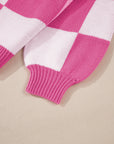 Checker Bishop Sleeve Sweater