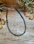Sterling Silver Pearl & Turquoise Necklace – 16" + Extender