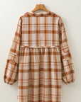 Plaid Side Pocket Frilled Babydoll Mini Dress