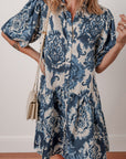 Boho Floral Buttoned Mini Dress