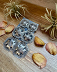 hree-Tier Concho Statement Earrings – Sterling Silver, Native Made by Leander & Rhonda Largo