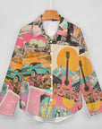 Baha Ranch Retro Pop Western Collage Button Up Shirt