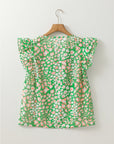 Abstract Leopard Tied Front Blouse