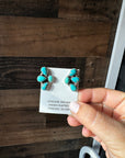 Kingman Turquoise Stud Earrings – Sterling Silver – Navajo Made by Marcella James