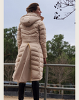 Cream Duck Down Riding Coat with Velvet Collar