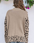 Sarai Leopard High Neck Side Slit Oversized Sweater