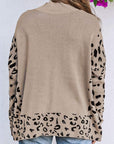 Leopard Colorblock Mock Neck Sweater